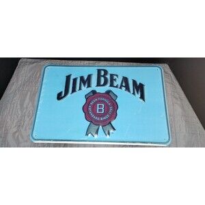 Jim Beam Distillery Advertising Sign - Blue Metal, Black/Red/Gray